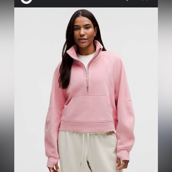 lululemon athletica Tops - Lululemon pink cropped funnel neck scuba size xs/s